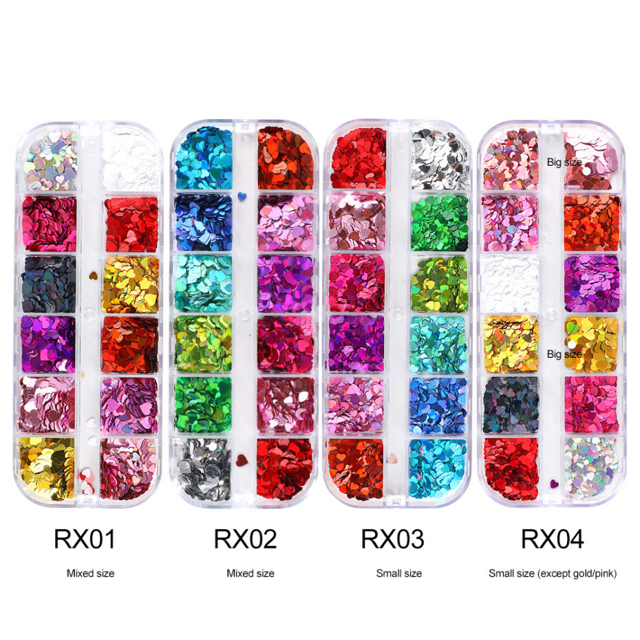 VAL017  Hot style nail art sequins ins Valentine's Day Symphony Laser Heart Shape Nails Sequins Glitter Jewelry Nail