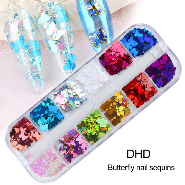 VAL017  Hot style nail art sequins ins Valentine's Day Symphony Laser Heart Shape Nails Sequins Glitter Jewelry Nail