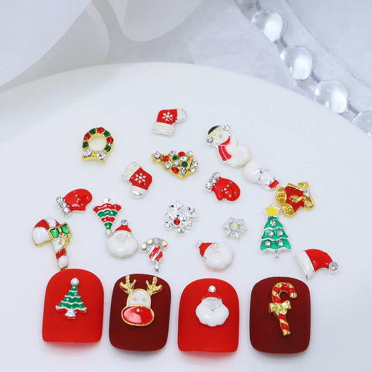 CHS032  Nail art Alloy Metal Christmas Drop Oil Charms Gold Pendant For DIY Bracelet Necklace Jewelry Making