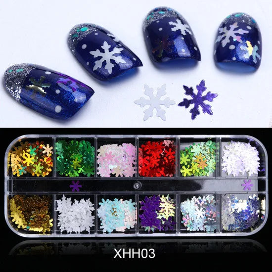 CHS033  Christmas snowflake laser winter nail enhancement sequins