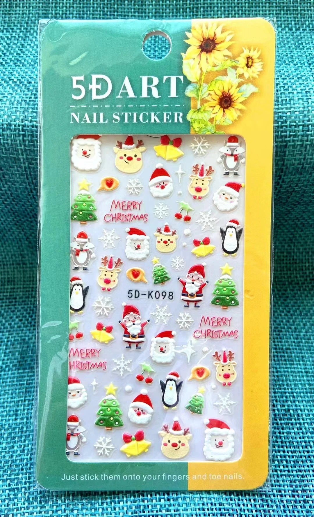 CHS031  Tik Tok Hot 5d Christmas White Snowflake Elk Nail Sticker Decals Transfer Foil Nail Art Stickers Manicure