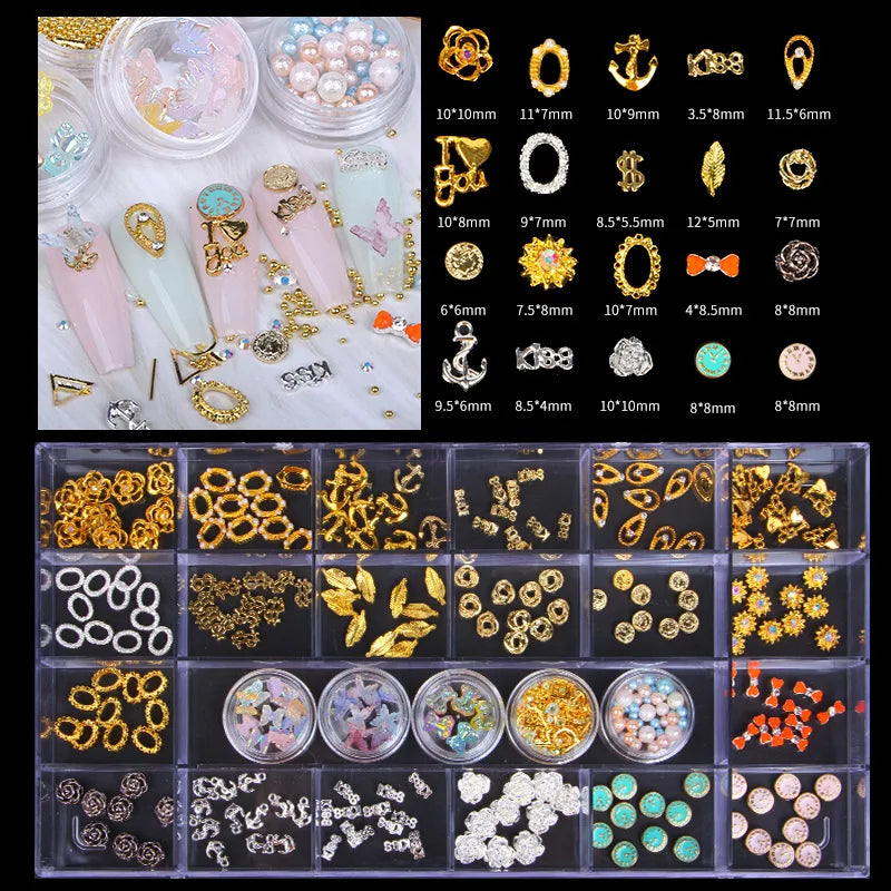 CHS029  21 grid new Christmas Halloween alloy jewelry metal rivet nail decoration nail art rhinestone nail art jewelry