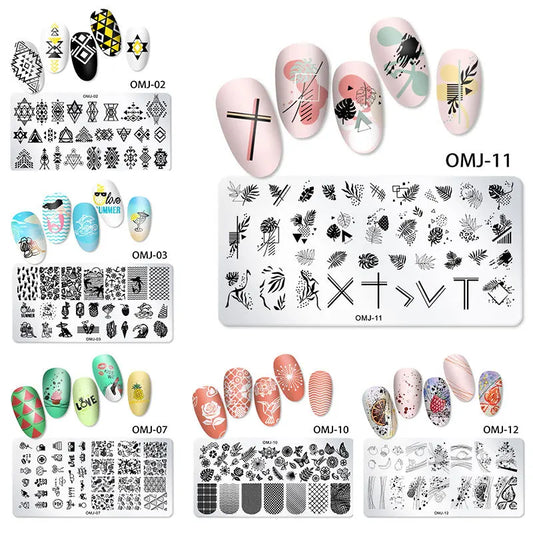 CHS011  12*6cm Stainless steel Nail Art Stamping Template Christmas Image Transfer Plate Manicure Tools