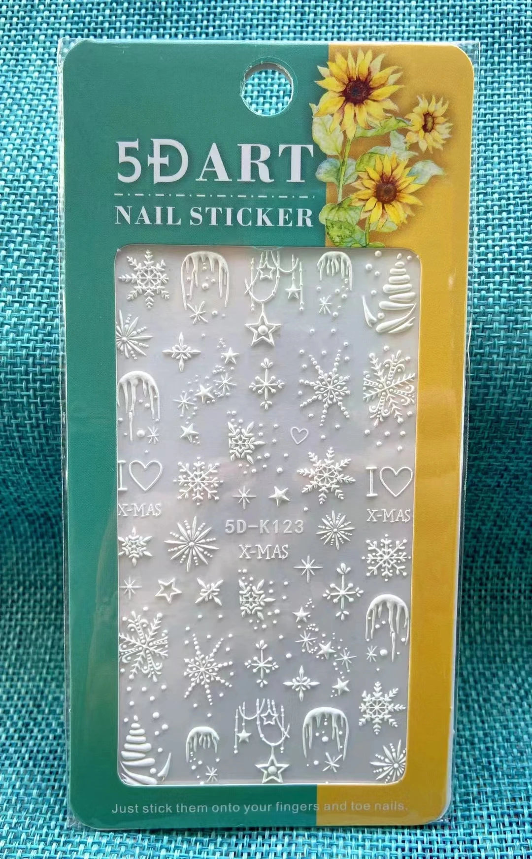 CHS031  Tik Tok Hot 5d Christmas White Snowflake Elk Nail Sticker Decals Transfer Foil Nail Art Stickers Manicure