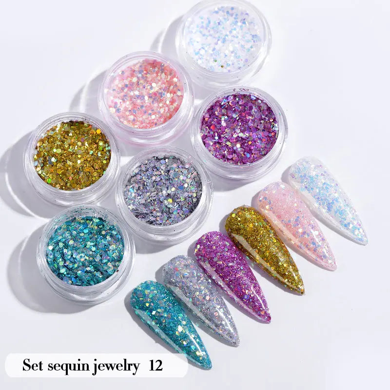 CHS040  new nail powder glitter holiday party beautiful shiny nail decoration star love geometry glitter powder