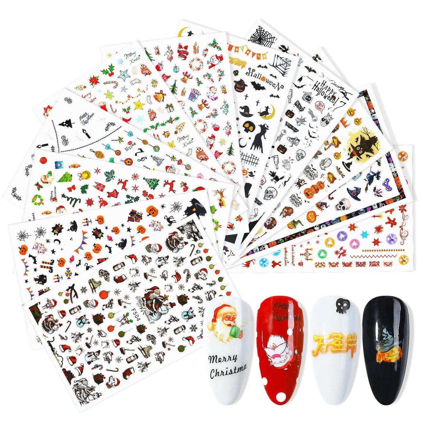 CHS017 New Halloween Nail Sticker Christmas Santa Nail Art 3D Sticker