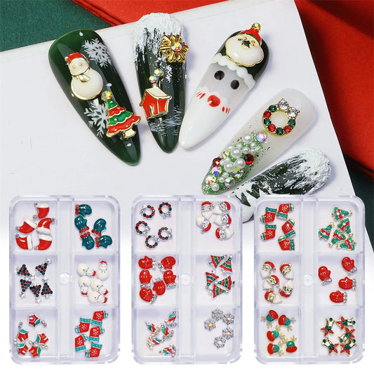 CHS002  Alloy Christmas Mix Shapes Christmas Metal Charm Nail art Decoration Wheel 3D Nail Jewelry Accessories