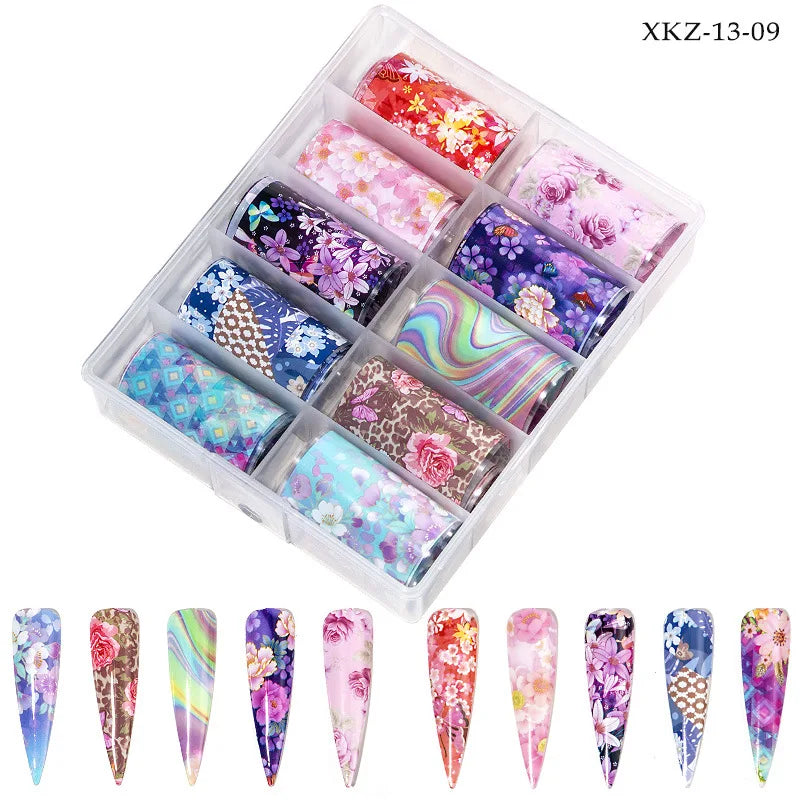 CHS039 Gradient nail Starry Sky Paper Nail Art transfer paper Foils Shining Classic Design Slider for Nails Decoration