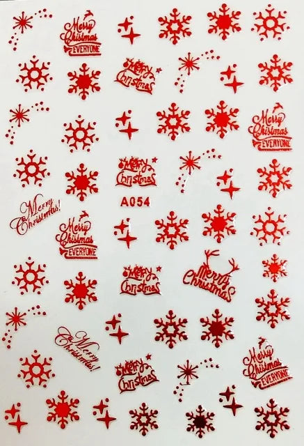 CHS037  3D Nail Art Christmas Slider Wraps Snowflake Elk Santa Adhesive Flame Sticker Red Gold Manicure Nails Designs