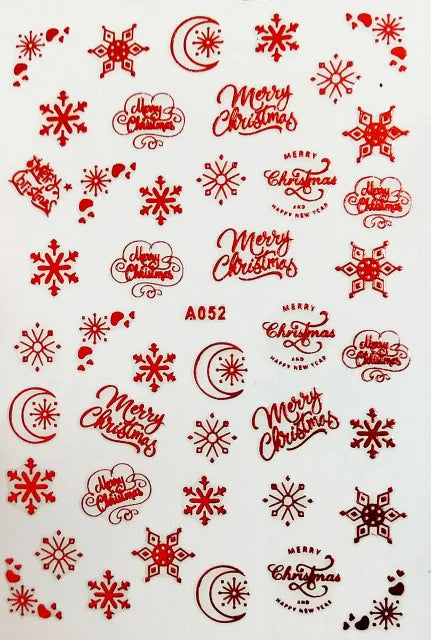 CHS037  3D Nail Art Christmas Slider Wraps Snowflake Elk Santa Adhesive Flame Sticker Red Gold Manicure Nails Designs