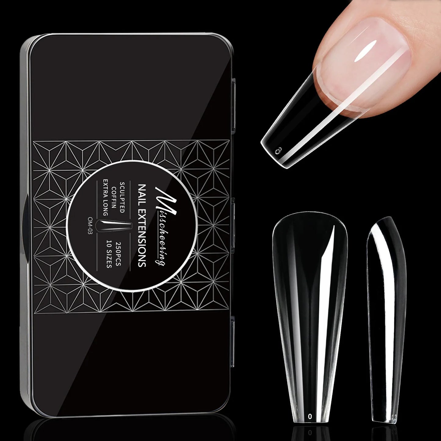 New high quality full cover nails tips extension almond wholesales square nail tips coffin soft gel press on tips clear