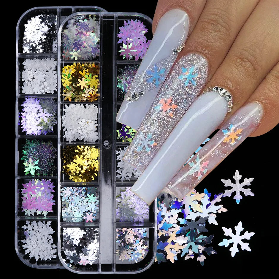 CHS025  Christmas snowflake laser winter nail enhancement sequins