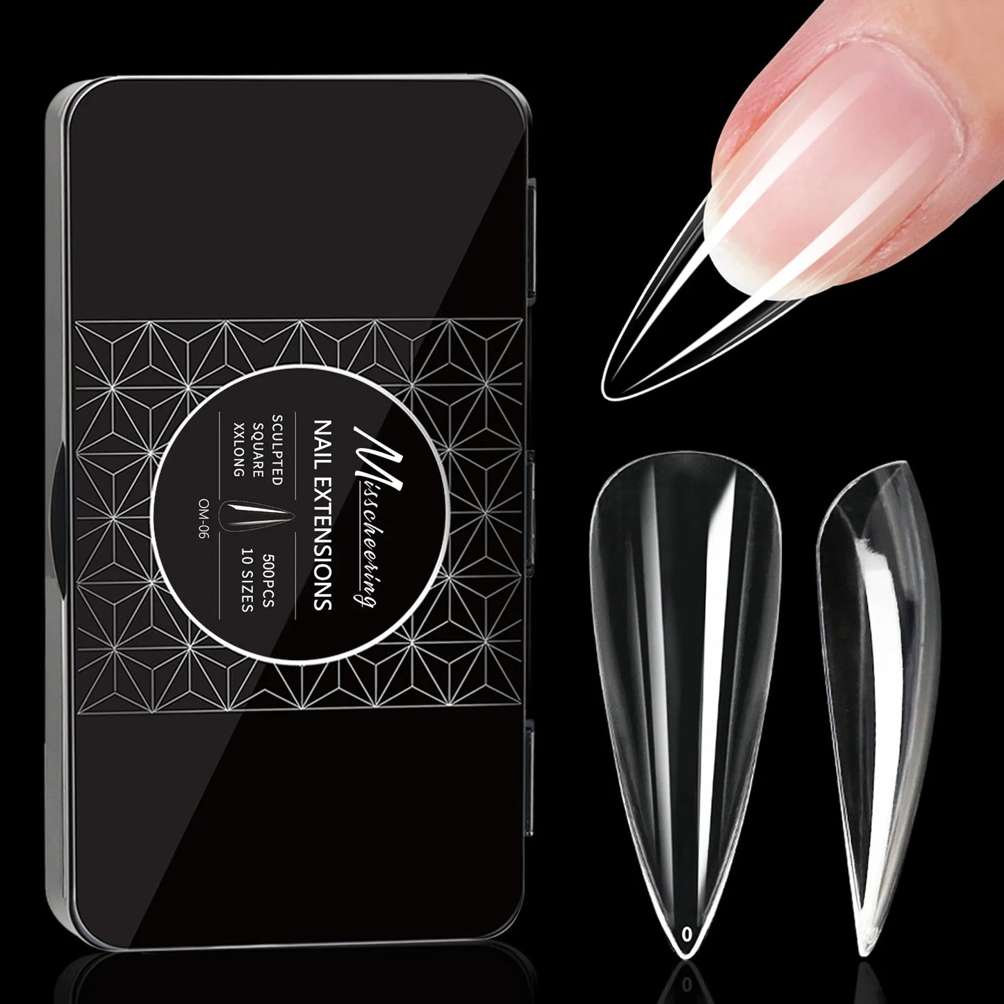 New high quality full cover nails tips extension almond wholesales square nail tips coffin soft gel press on tips clear