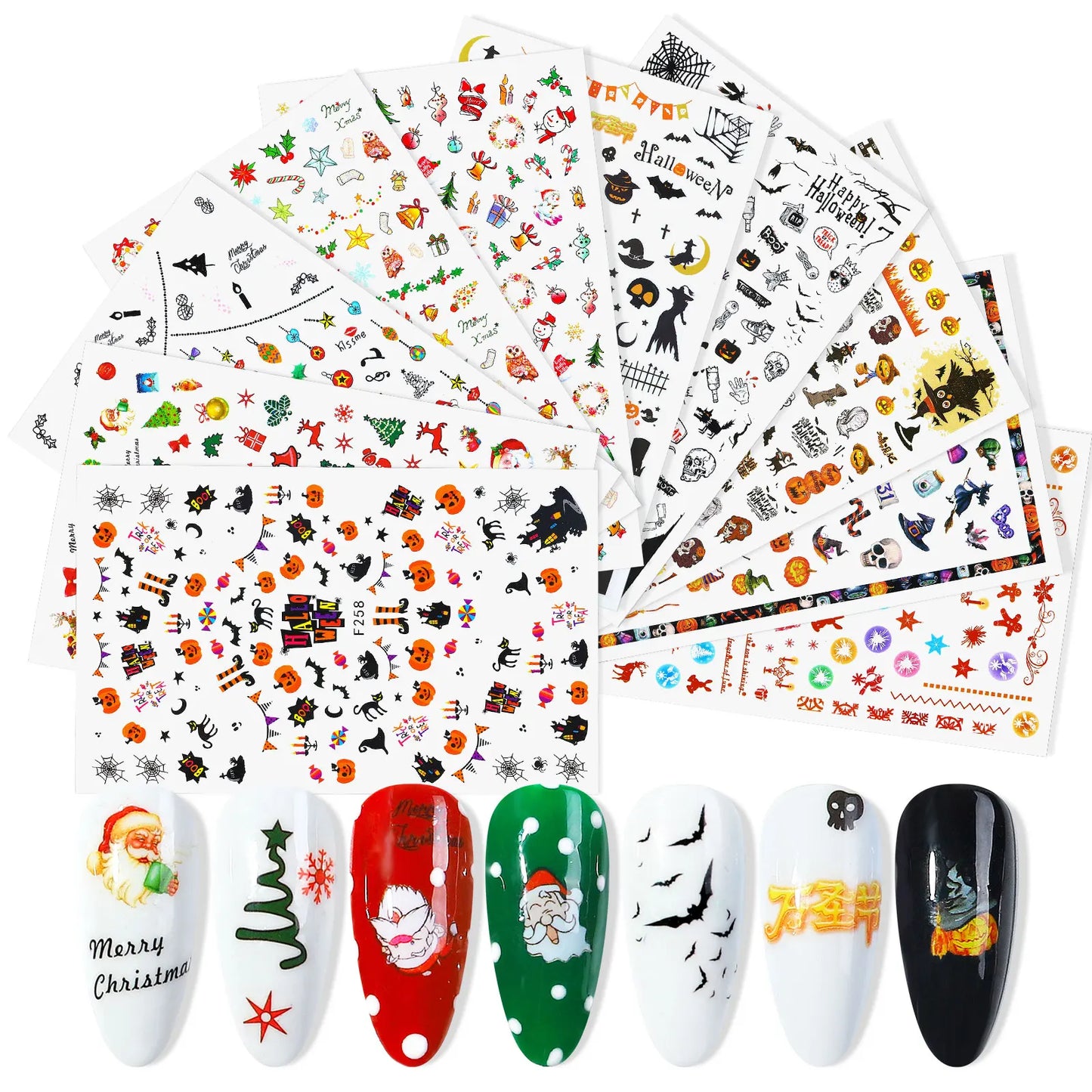 CHS017 New Halloween Nail Sticker Christmas Santa Nail Art 3D Sticker