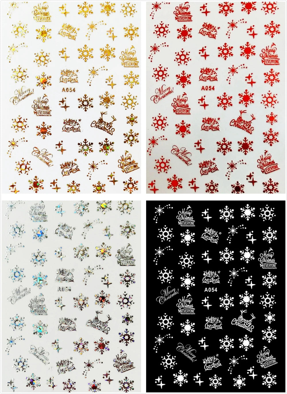 CHS037  3D Nail Art Christmas Slider Wraps Snowflake Elk Santa Adhesive Flame Sticker Red Gold Manicure Nails Designs