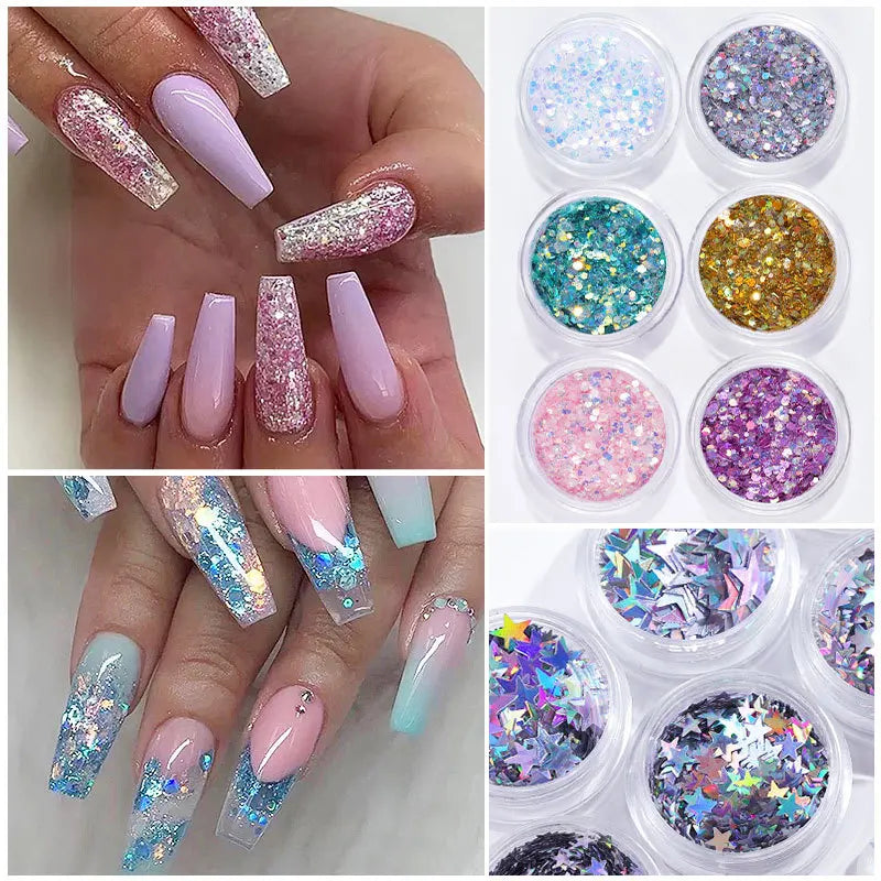 CHS040  new nail powder glitter holiday party beautiful shiny nail decoration star love geometry glitter powder