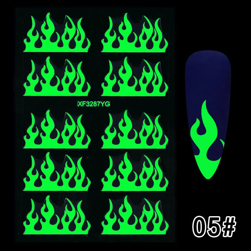 CHS043  Halloween fluorescence butterfly snow flame Nail Sticker Reflections Self-Adhesive Foils DIY Nail Art