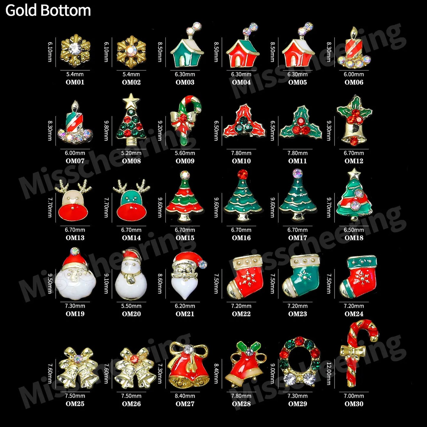 CHS047  24 girds Alloy Christmas Mix Shapes Christmas Metal Charm Nail art Decoration Wheel 3D Nail Jewelry Accessories