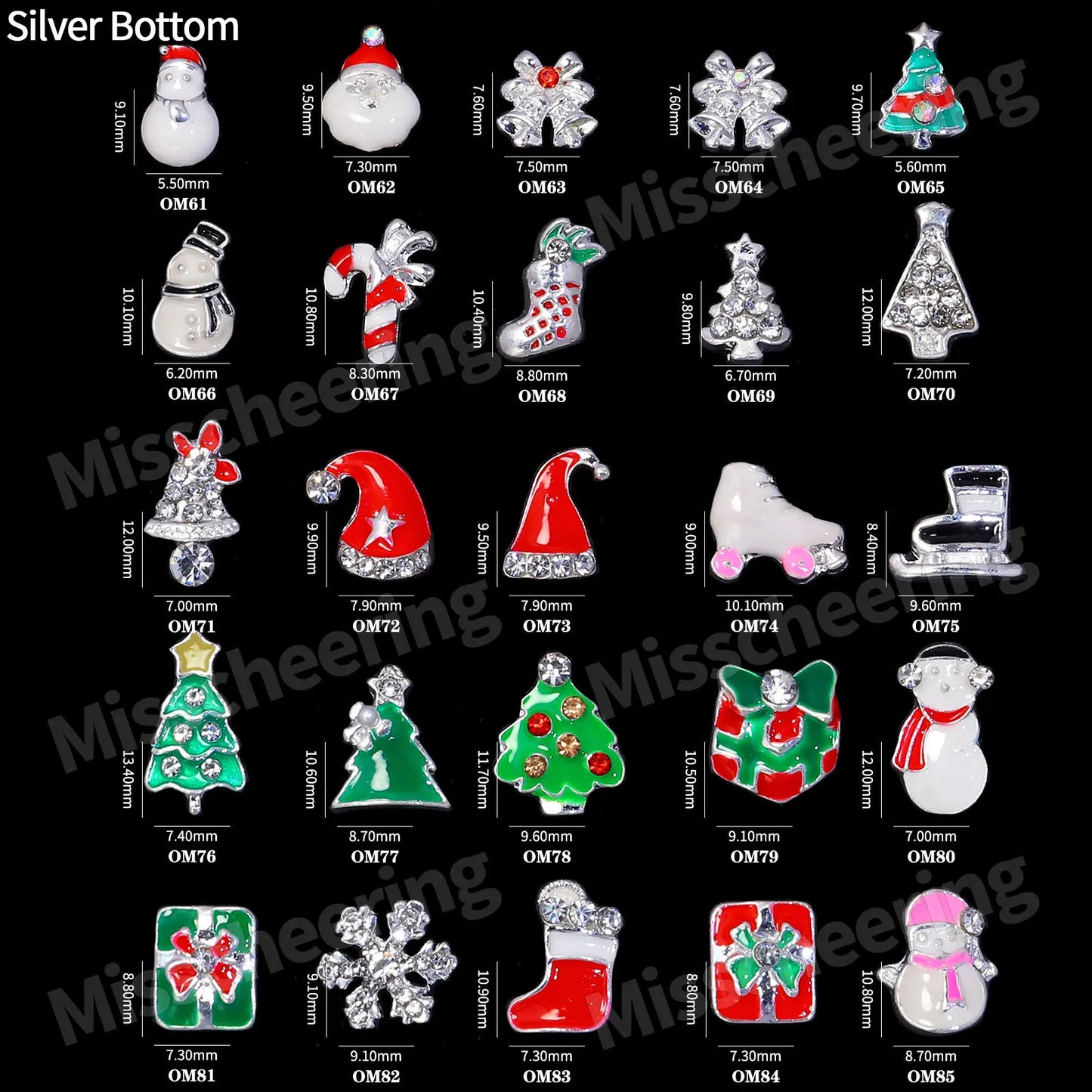 CHS047  24 girds Alloy Christmas Mix Shapes Christmas Metal Charm Nail art Decoration Wheel 3D Nail Jewelry Accessories