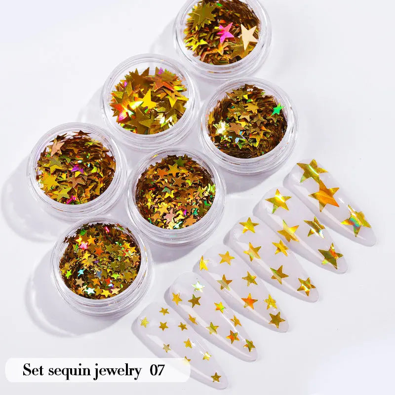 CHS040  new nail powder glitter holiday party beautiful shiny nail decoration star love geometry glitter powder