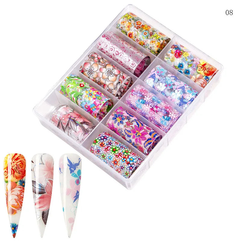 CHS039 Gradient nail Starry Sky Paper Nail Art transfer paper Foils Shining Classic Design Slider for Nails Decoration