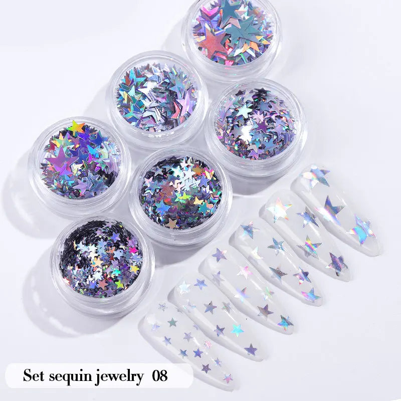 CHS040  new nail powder glitter holiday party beautiful shiny nail decoration star love geometry glitter powder