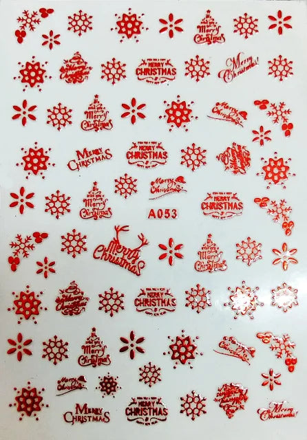 CHS037  3D Nail Art Christmas Slider Wraps Snowflake Elk Santa Adhesive Flame Sticker Red Gold Manicure Nails Designs