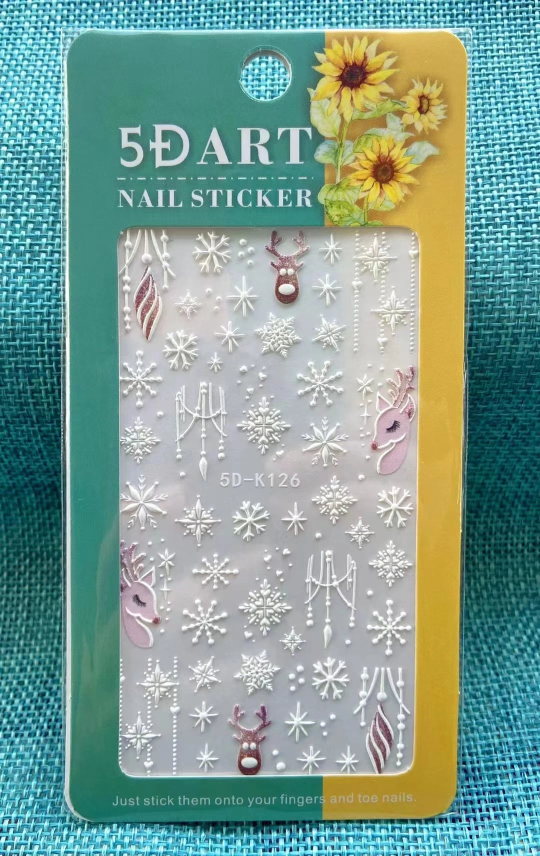 CHS031  Tik Tok Hot 5d Christmas White Snowflake Elk Nail Sticker Decals Transfer Foil Nail Art Stickers Manicure