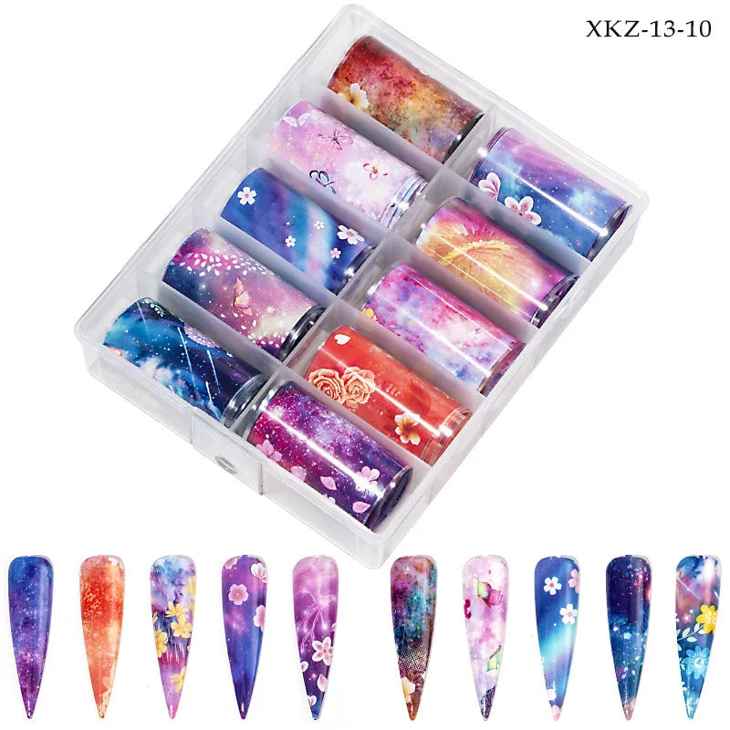 CHS039 Gradient nail Starry Sky Paper Nail Art transfer paper Foils Shining Classic Design Slider for Nails Decoration