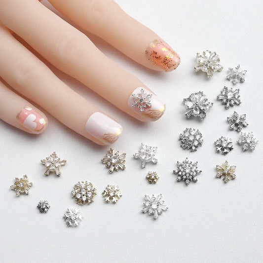 CHS015  Christmas Nail Art Zircon Charms 3D Snowflake Nail Glitter Sticker Supplies Accessories Shiny Xtmas Nail Rhinestones Jewelry