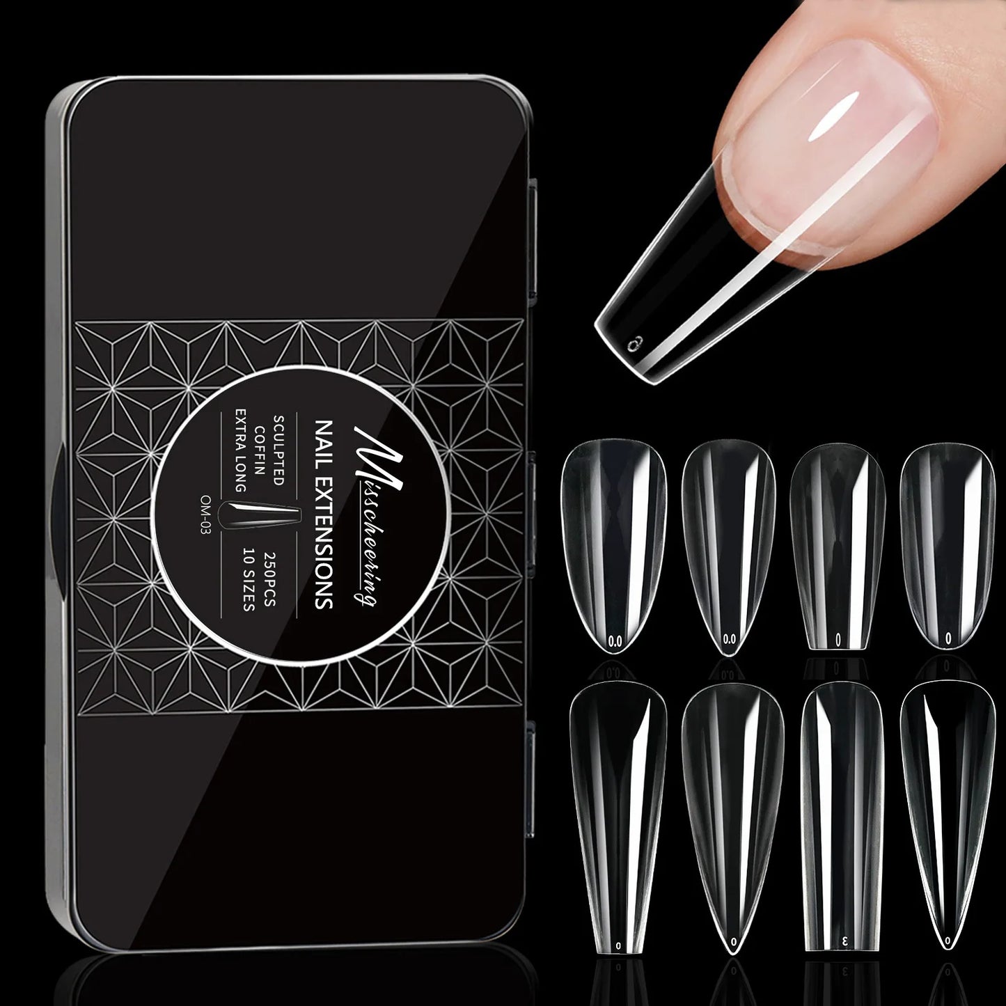 New high quality full cover nails tips extension almond wholesales square nail tips coffin soft gel press on tips clear