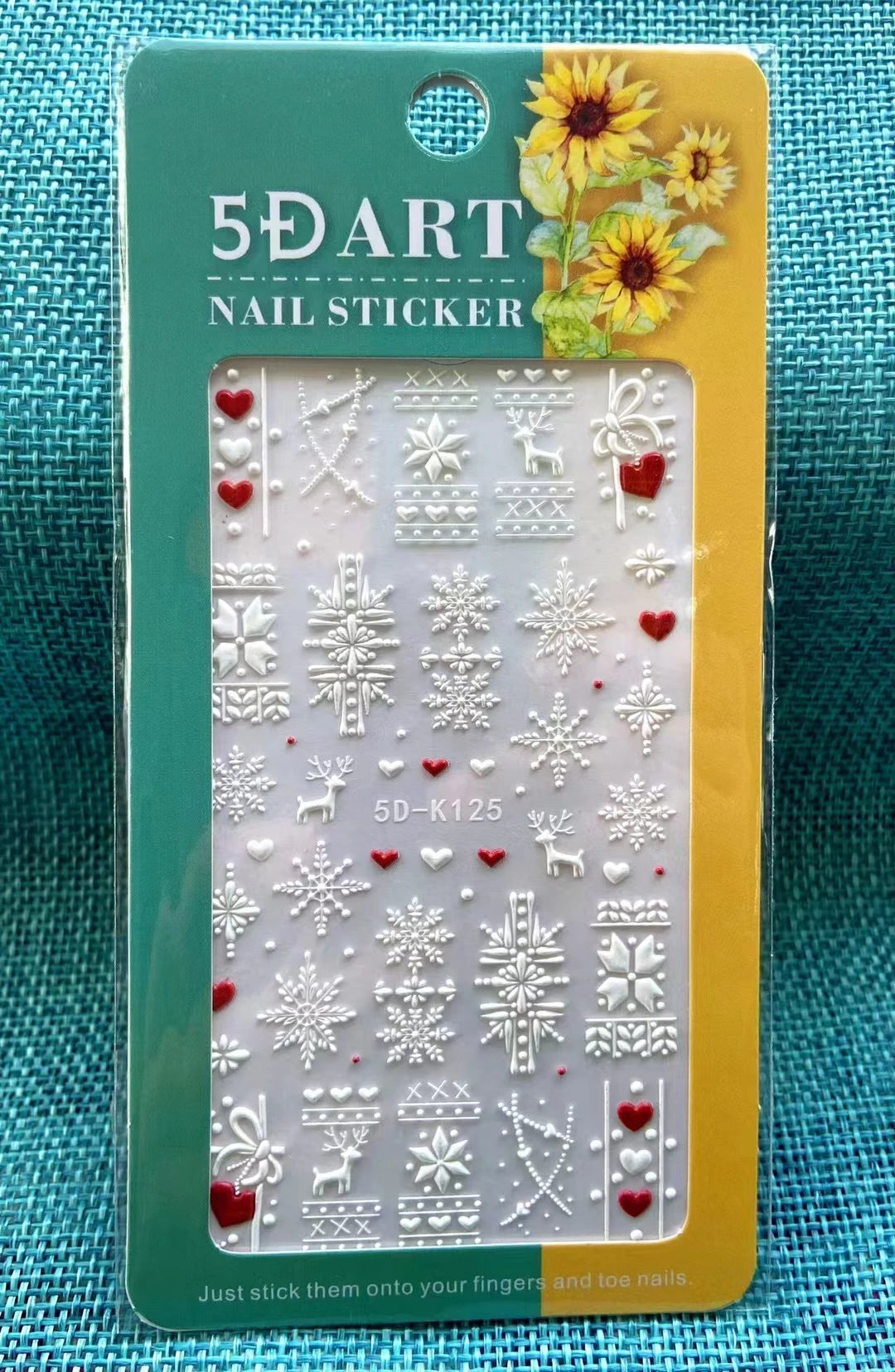 CHS031  Tik Tok Hot 5d Christmas White Snowflake Elk Nail Sticker Decals Transfer Foil Nail Art Stickers Manicure