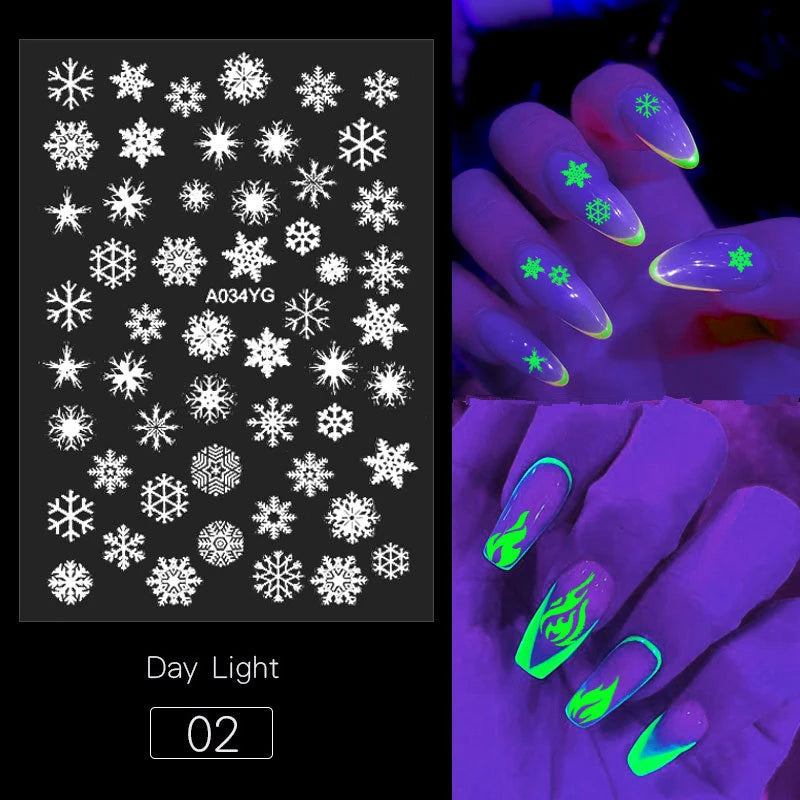 CHS043  Halloween fluorescence butterfly snow flame Nail Sticker Reflections Self-Adhesive Foils DIY Nail Art