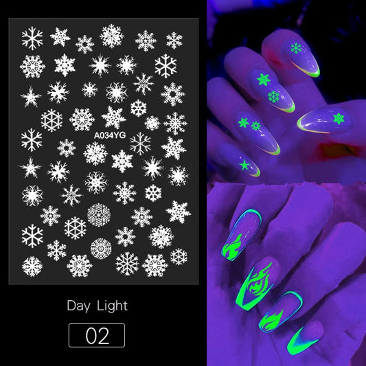 CHS043  Halloween fluorescence butterfly snow flame Nail Sticker Reflections Self-Adhesive Foils DIY Nail Art