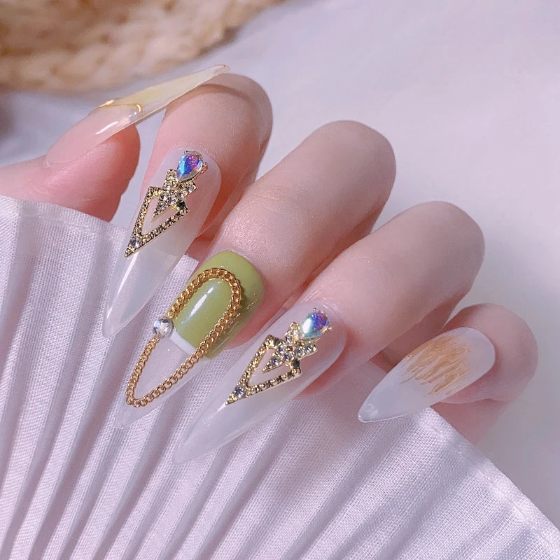 CHS042  Luxury Nail Art Charm Cubic Zircon Nail Drill 3D Diamond Colorful Crystal DIY Nail Sticker Art Decoration Finger Jewelry