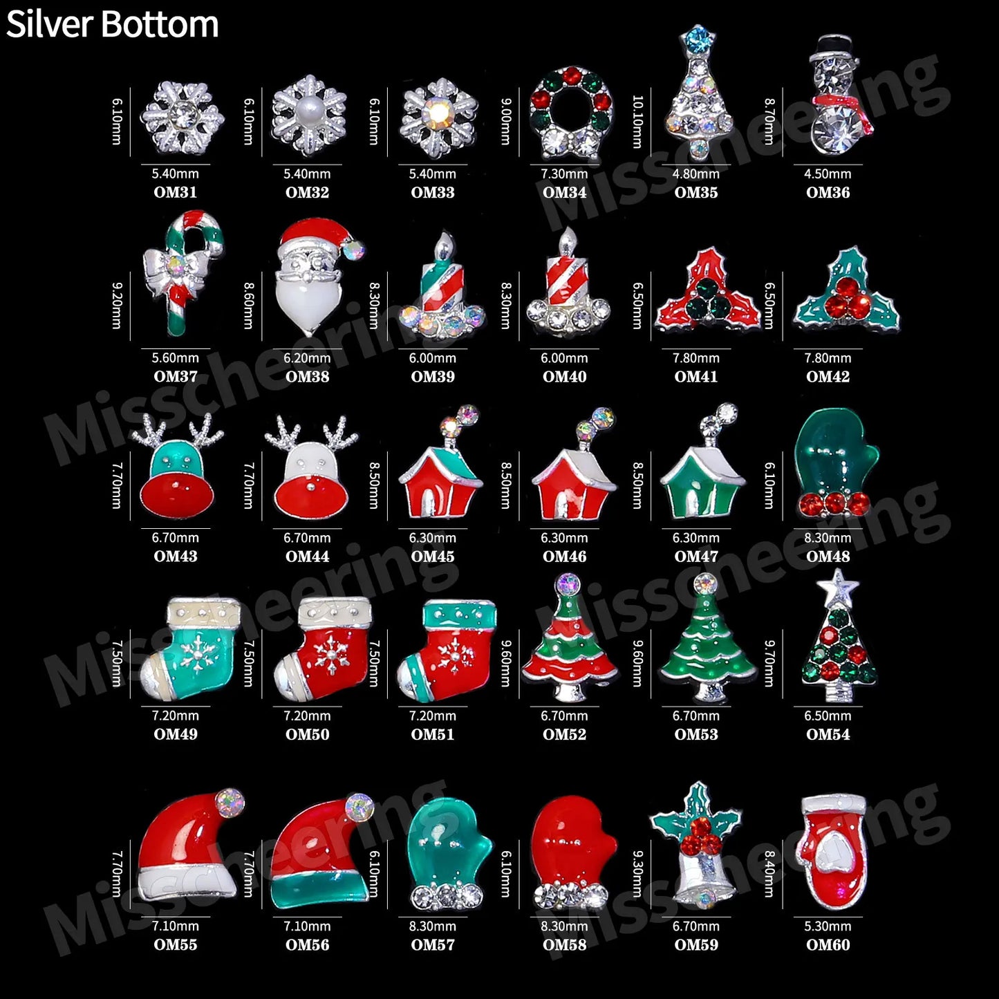 CHS047  24 girds Alloy Christmas Mix Shapes Christmas Metal Charm Nail art Decoration Wheel 3D Nail Jewelry Accessories