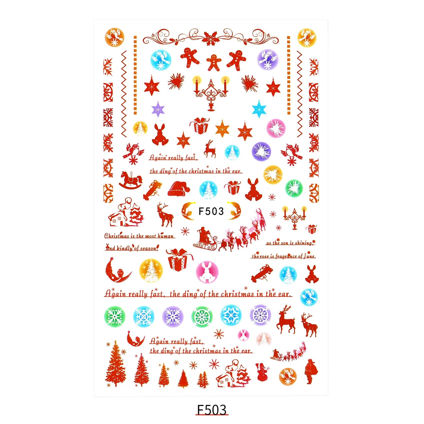 CHS017 New Halloween Nail Sticker Christmas Santa Nail Art 3D Sticker