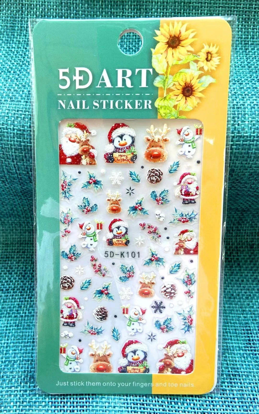 CHS031  Tik Tok Hot 5d Christmas White Snowflake Elk Nail Sticker Decals Transfer Foil Nail Art Stickers Manicure