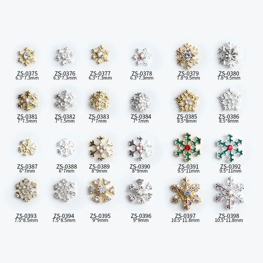 CHS018  Wholesale Christmas Snowflake series AB diamond white diamond nail jewelry