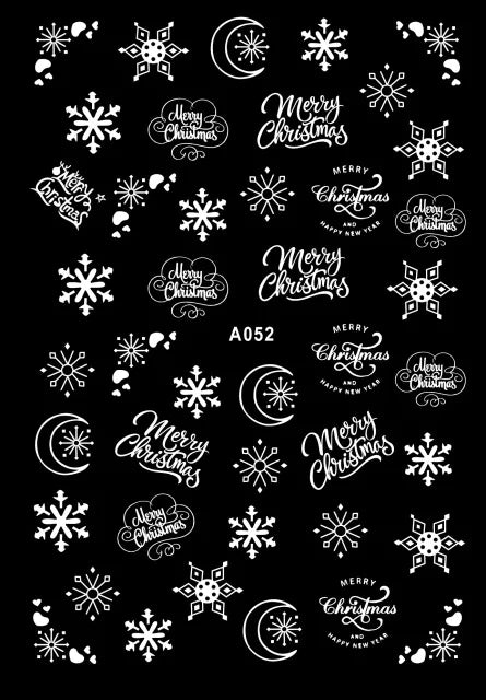 CHS037  3D Nail Art Christmas Slider Wraps Snowflake Elk Santa Adhesive Flame Sticker Red Gold Manicure Nails Designs