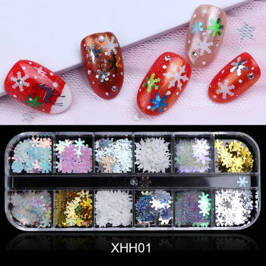 CHS033  Christmas snowflake laser winter nail enhancement sequins