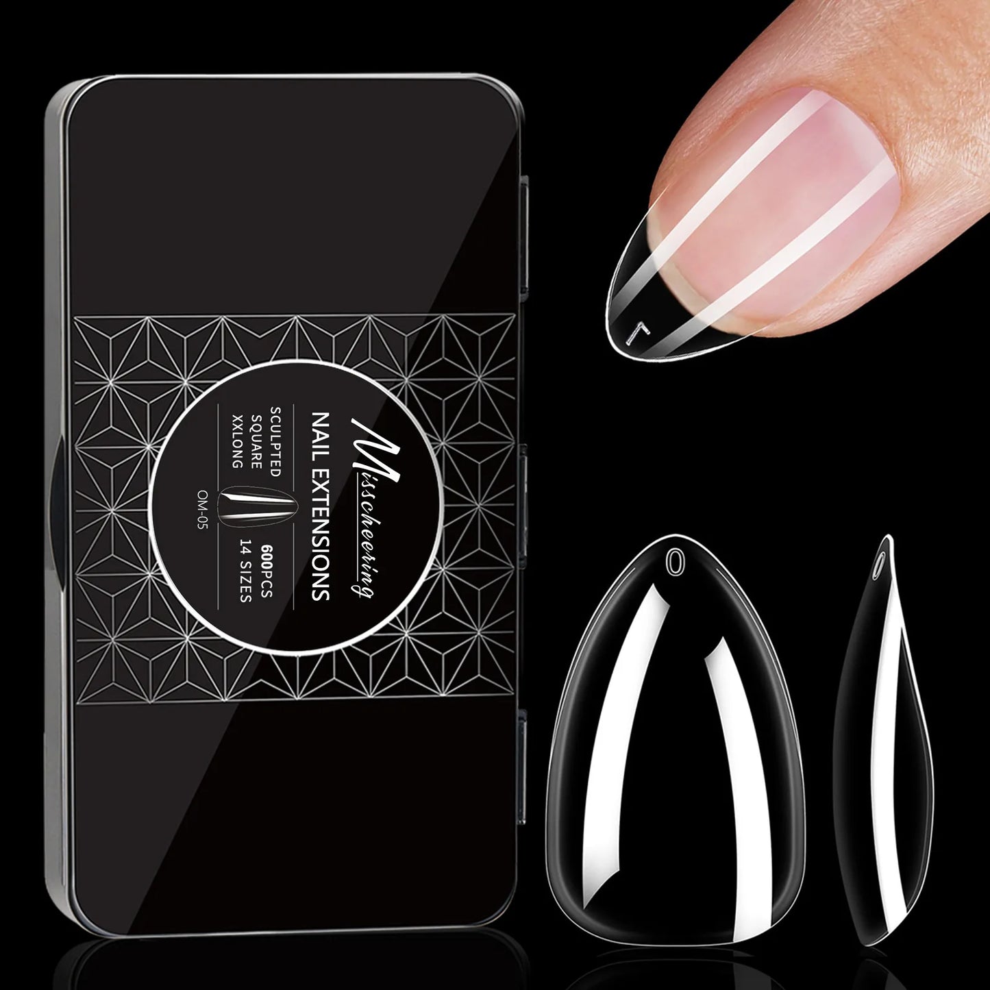 New high quality full cover nails tips extension almond wholesales square nail tips coffin soft gel press on tips clear