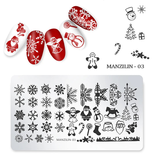 CHS003  6*12cm Christmas XMAS Theme Nail Art Stamping Template Plates Manicure Nail Tools