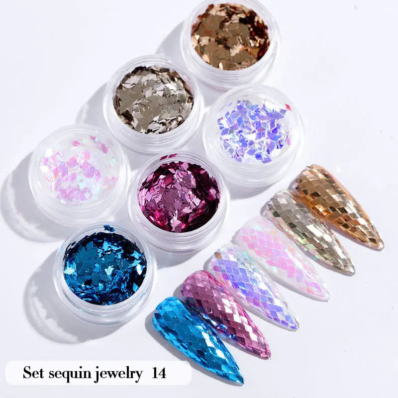 CHS040  new nail powder glitter holiday party beautiful shiny nail decoration star love geometry glitter powder