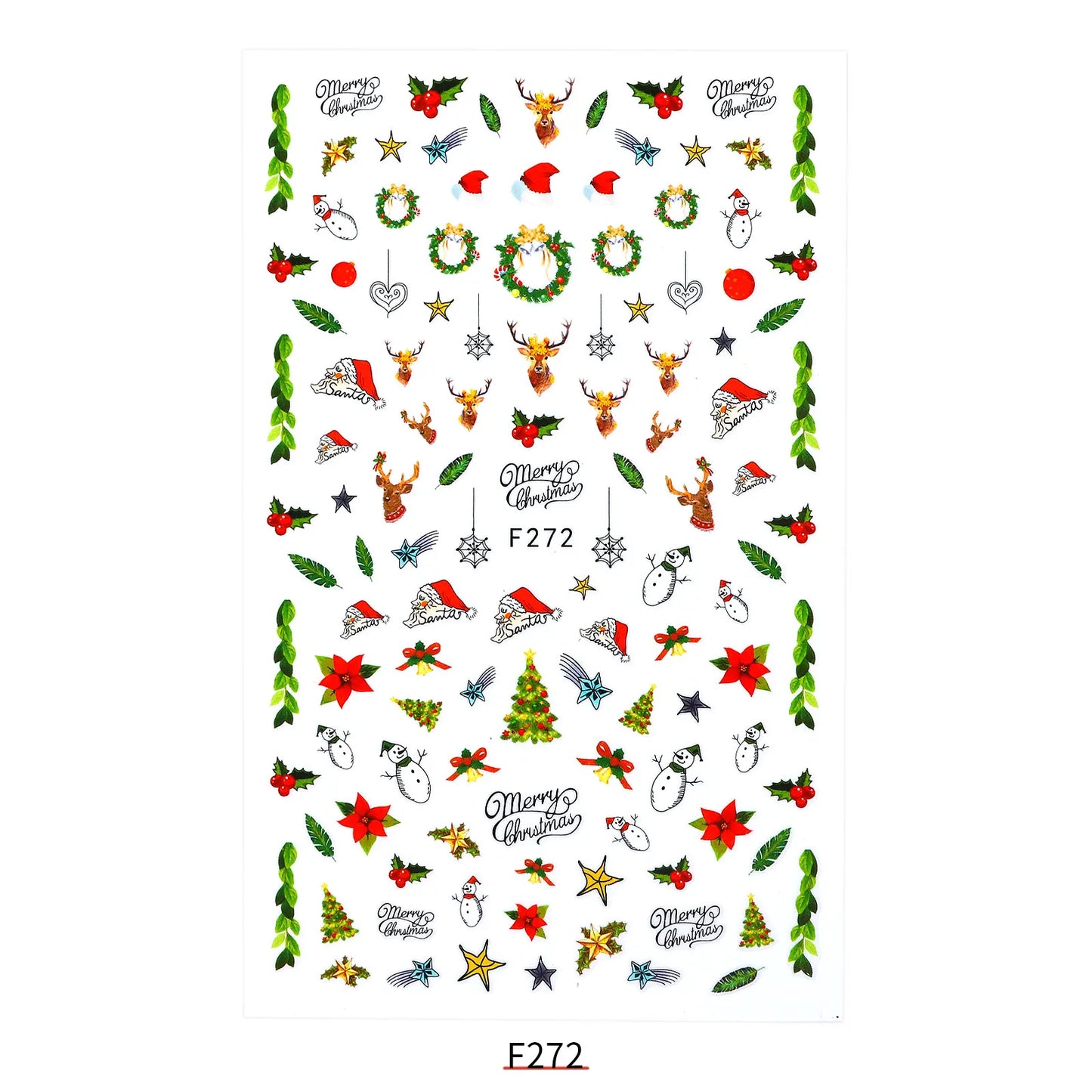 CHS017 New Halloween Nail Sticker Christmas Santa Nail Art 3D Sticker