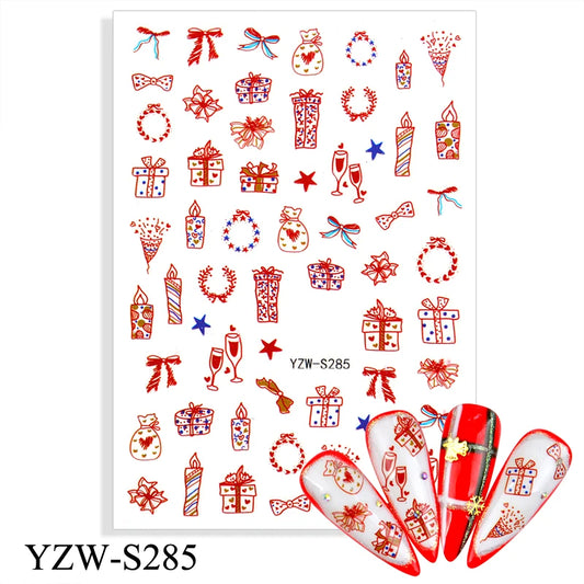 CHS027  1pcs Christmas Winter Nail Sticker Robin Snow Flower New Year Halloween 3D Decals Nail Art Design Decor Accessories