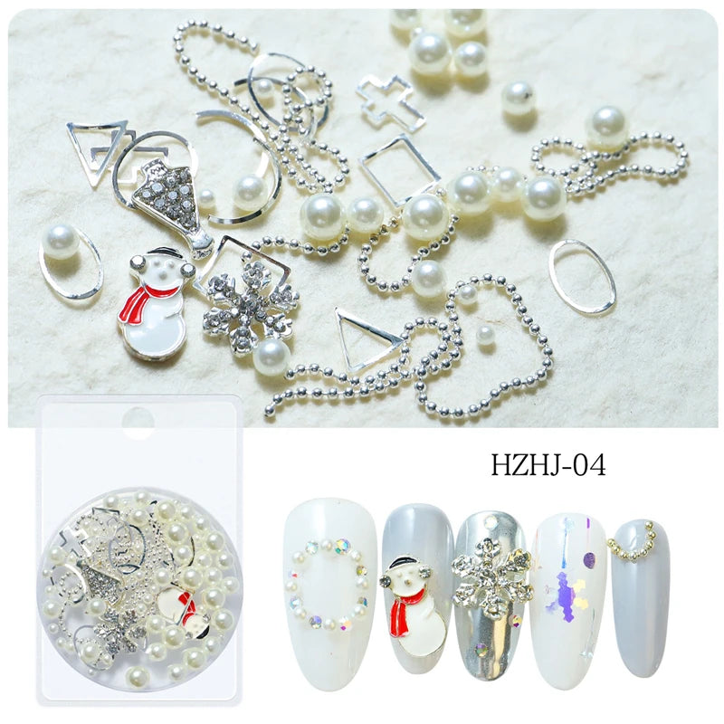 CHS035  Snowflake Christmas Halloween Ornaments Nail Art Decorations Nail Art Mixed Alloy Christmas Series Nail Art Accessories