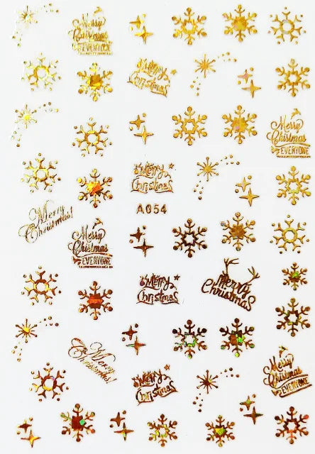 CHS037  3D Nail Art Christmas Slider Wraps Snowflake Elk Santa Adhesive Flame Sticker Red Gold Manicure Nails Designs