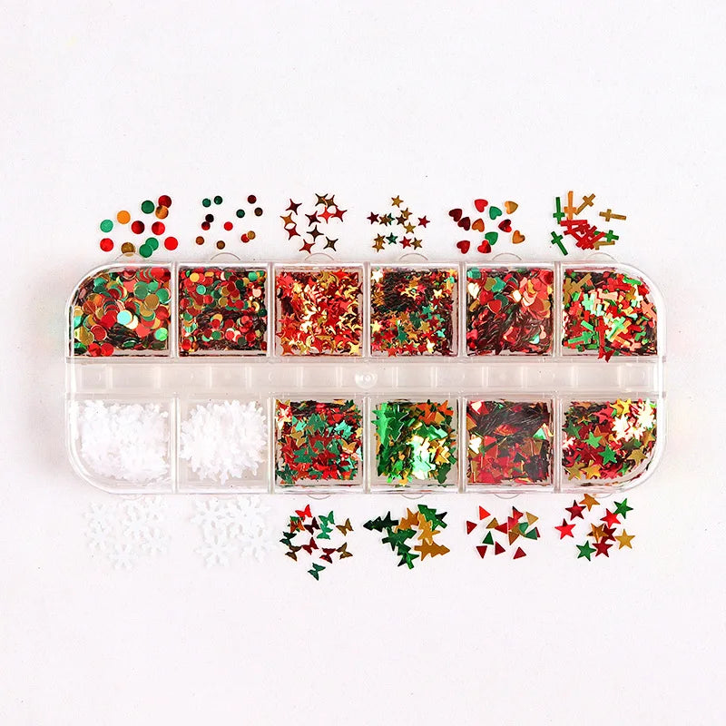 CHS045  New Christmas and New Year's Day Nail Art Sequins Star Snowflake Christmas Tree Nail Art Decoration Sequins