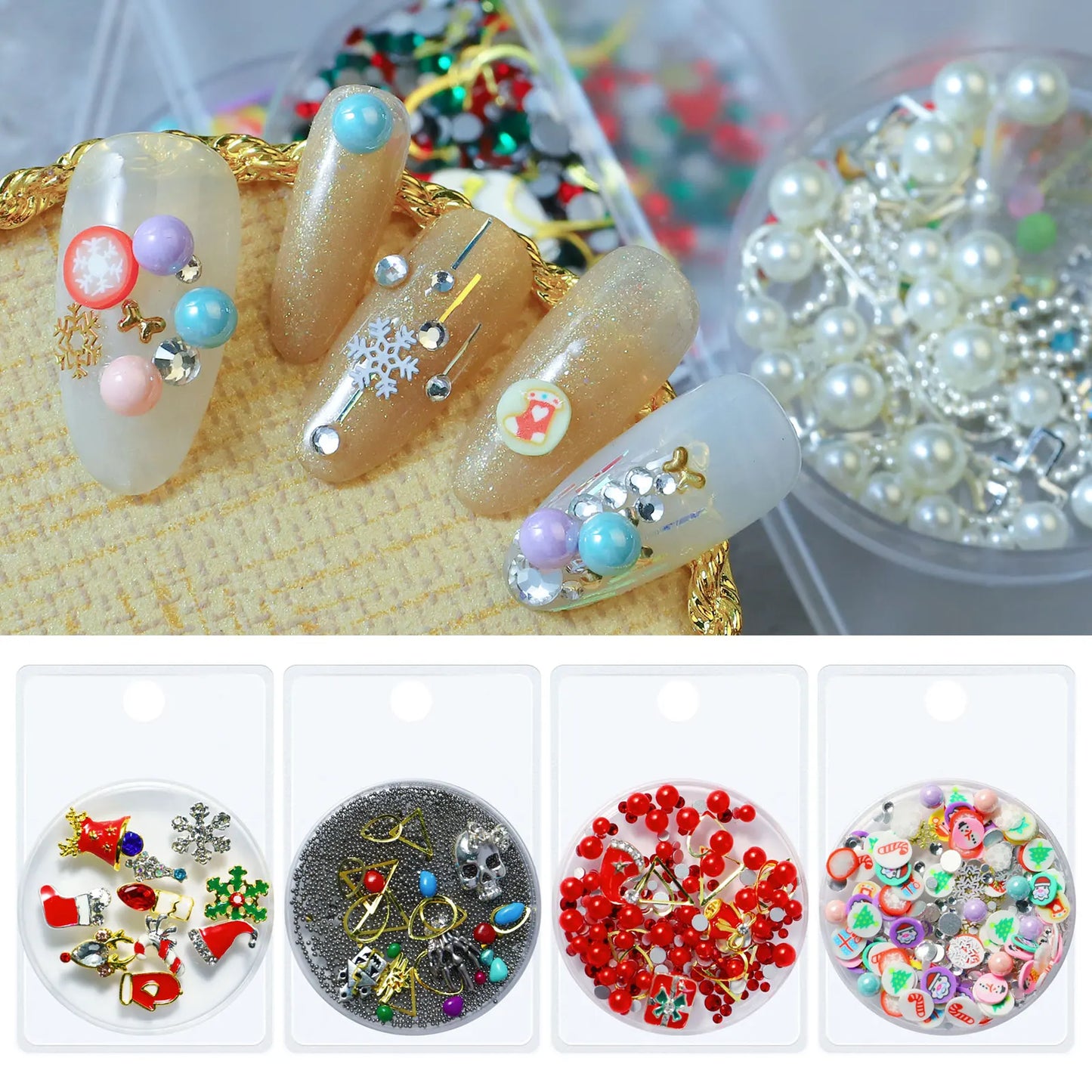 CHS035  Snowflake Christmas Halloween Ornaments Nail Art Decorations Nail Art Mixed Alloy Christmas Series Nail Art Accessories